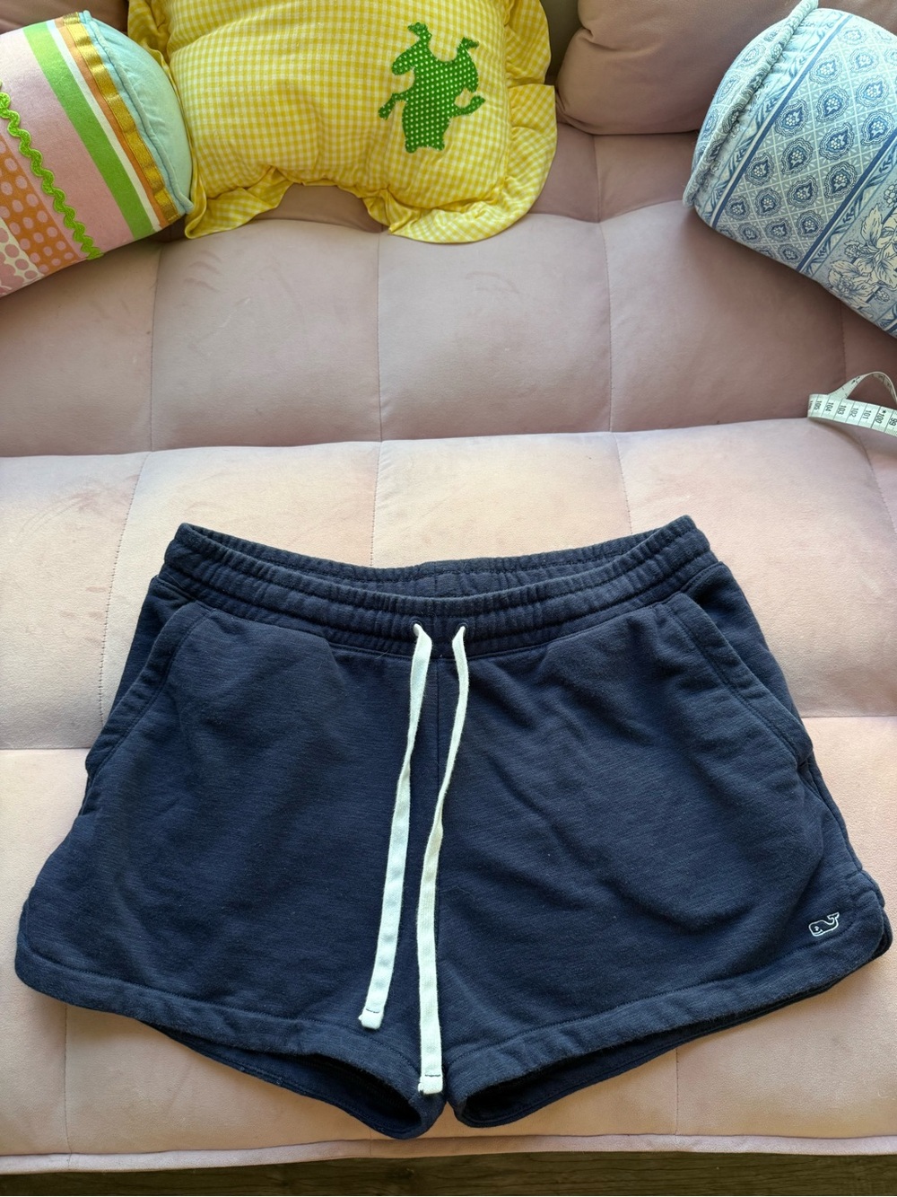 Vineyard Vines Navy Drawstring Athletic Shorts with White Drawcord